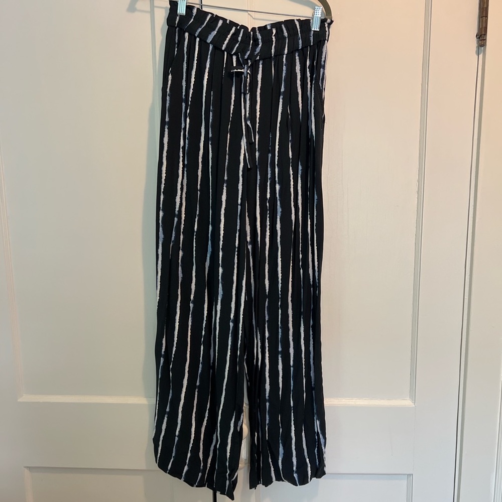 Navy flowy wide leg pants H&M